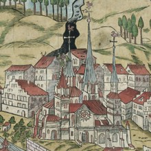 The Cathedral of Basel, c. 1690, Switzerland, Historical, digitally restored reproduction from a