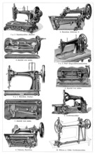Sewing machines in the 19th century, Historical, digitally restored reproduction from a 19th
