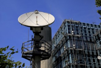 Parabolic antenna, satellite dish at the WDR broadcasting centre in Düsseldorf, North