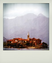 Polaroid effect, Isola dei Pescatori 70s, one of the three Borromean islands, Piedmont, Italy