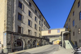 Alpine road with pass summit of Alpine pass border pass Great Saint Bernard Pass leads through
