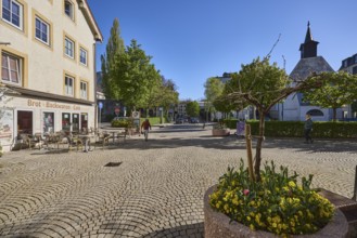 Pedestrian zone, bakery Karl Schweizer, café, bakery, outdoor area, gastronomy, paving stones,