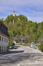 St. Pankraz, Roman Catholic pilgrimage church, church, Pankraz rock, apartment buildings, lantern,