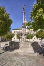 Wittelsbacherbrunnen, fountain, sculptor Karl Killer, historic town hall, square, cobblestones,