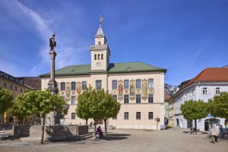 Historic town hall, frescoes, visual artist Josef Hengge, Wittelsbacherbrunnen, fountain, sculptor