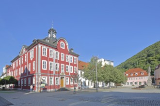 Neo-baroque town hall rebuilt in 1910, market square, Suhl, Franconia, Thuringia, Germany