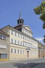 Former hospital with spire, ridge turret, building, Schmalkalden, Franconia, Thuringia, Germany