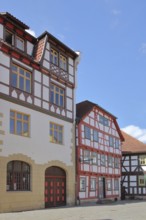 Half-timbered houses, Stumpfelsgasse, Schmalkalden, Franconia, Thuringia, Germany
