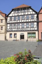 Half-timbered house, Lutherplatz, Schmalkalden, Franconia, Thuringia, Germany