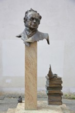 Monument to merchant, publicist and publisher Carl Joseph Meyer, bust, head, sculpture, stele, pile