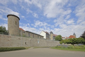 Towers with historic town wall and Christuskirche, town fortification, building, Luisenblick,