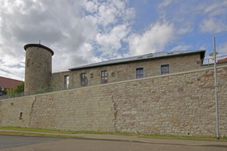 Towers with historic town wall, town fortification, building, Luisenblick, Hildburghausen,