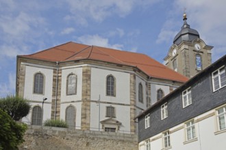 Late Baroque Christuskirche church and Hildburghausen town council building, Franconia, Thuringia,