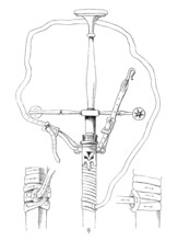 A 15th century sword with scabbard, showing the knotting of the belt, from the book The British