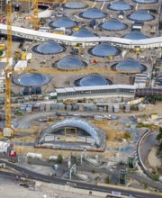 Glass entrance portal to the future Stuttgart main station. Stuttgart 21 construction site, where