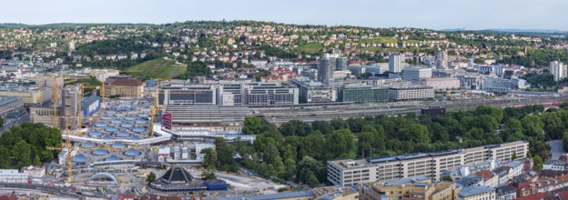 Stuttgart Central Station. Stuttgart 21 construction site, where the new through station is being