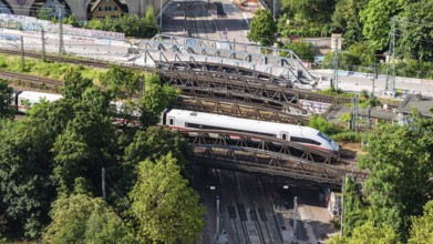 Railway bridges at Stuttgart North Station with ICE. More than 1000 Deutsche Bahn AG bridges need