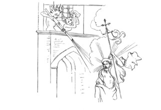 Earliest known drawing of a handgun. From an etching by Israel von Mechlin from around 1420,