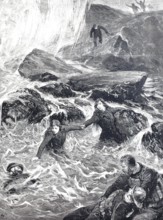 The Brave Rescue by Mrs Wright and Miss Jessie Ace from the Men of the Mumbles Lifeboat at Mumbles