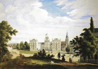 Ehrenburg Castle in 1845, Coburg, Upper Franconia, Bavaria, Germany, Historical, digitally restored