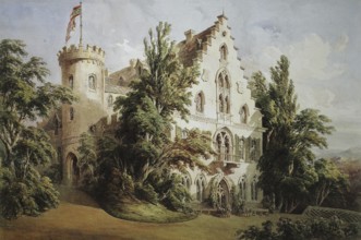 Rosenau Castle, 1845, Coburg, Upper Franconia, Bavaria, Germany, Historical, digitally restored