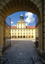 Inner courtyard and gatehouse, Museum Zeitzer Schloss Moritzburg, early baroque style, Zeitz,