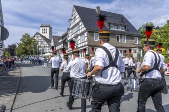 Shooting festival in Bad Fredeburg, in the Sauerland region, marching of the shooting companies in