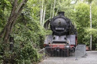 Old steam locomotive in the Schöneberger Südgelände nature park Park, Berlin, Germany