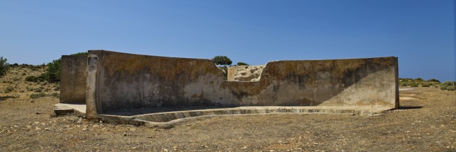 Ancient concrete ruins under a blue sky, Lost Place, Air Defence Position, Aerophone, Parabolic