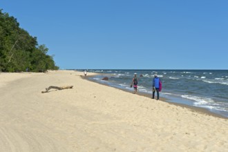Sandy beach beach on the Baltic Sea coast, Baltic resort Bansin, Usedom Island, Mecklenburg-Western