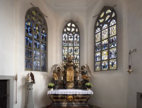 Altar with tabernacle in the parish church of St Martin, Sipplingen, Baden-Württemberg, Germany