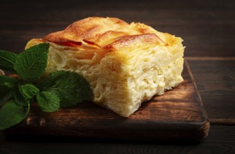 Achma, khachapuri, Georgian cuisine, homemade, no people, on a wooden background
