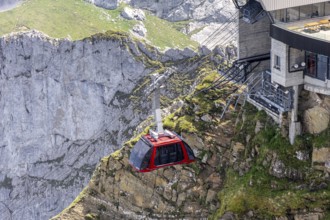 Mount Pilatus Mountain summit with cable car in the Swiss Alps in Pilatus, Switzerland