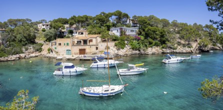 Bay of Cala Figuera on Majorca with boats holiday by the sea travel panorama in Cala Figuera, Spain