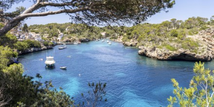 Bay of Cala Figuera on Majorca with sailboats panoramic holiday by the sea trip in Cala Figuera,