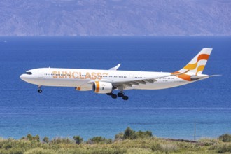An Airbus A330-900neo aircraft of Sunclass Airlines with the registration number OY-VKO at Rhodes