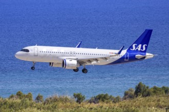 An Airbus A320neo aircraft of SAS Scandinavian Airlines with the registration EI-SCD at Rhodes