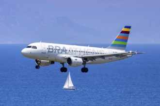 A Braathens Airbus A319 aircraft with the registration SE-RGC at Rhodes Airport, Greece