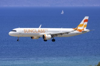 An Airbus A321neo aircraft of Sunclass Airlines with the registration number OY-VKB at Rhodes