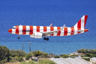 A Condor Airbus A320neo aircraft with the registration number D-ANCY at Rhodes Airport, Greece