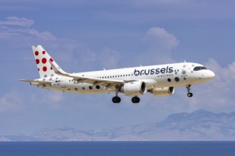 A Brussels Airlines Airbus A320neo aircraft with the registration number OO-SBC at Rhodes Airport,