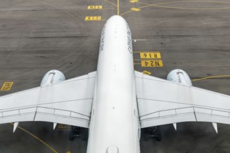 A Cathay Pacific Airways Airbus A340-600 aircraft with the registration A350-900 at Chek Lap Kok