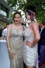 Djamila Rowe and Micaela shepherd at the exclusive terrace opening of Casa Bellucci in Berlin on 16