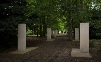 Stelae at the Mémorial des Réporters, memorial to the freedom of the press, memorial to journalists