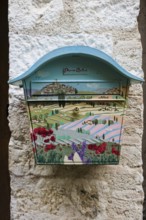 Painted letterbox, St. Paul de Vence, Provence Alpes Côte d'Azur, South of France, France