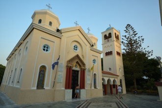Church, Panagia Agia Paraskevi, A traditional church with bell tower under a clear evening sky, Kos