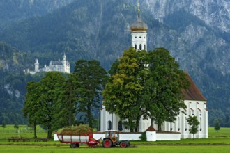 Pilgrimage church of St Coloman, Baroque, Neuschwanstein Castle by King Ludwig II, fairytale castle