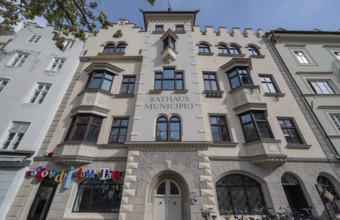 Renaissance façade of the town hall, Maria Hueber Platz, 3, Brixen, South Tyrol, Italy