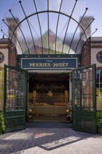 Tasting at the headquarters, head office, hotel, Champagne brand Champagne Perrier-Jouët, logo,