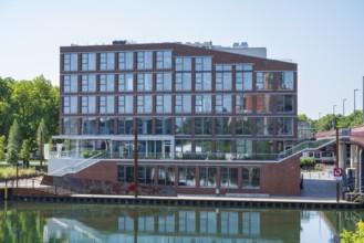 Frauenhofer Institute, Speicherstraße, canal, harbour, Dortmund, Ruhr area, North Rhine-Westphalia,